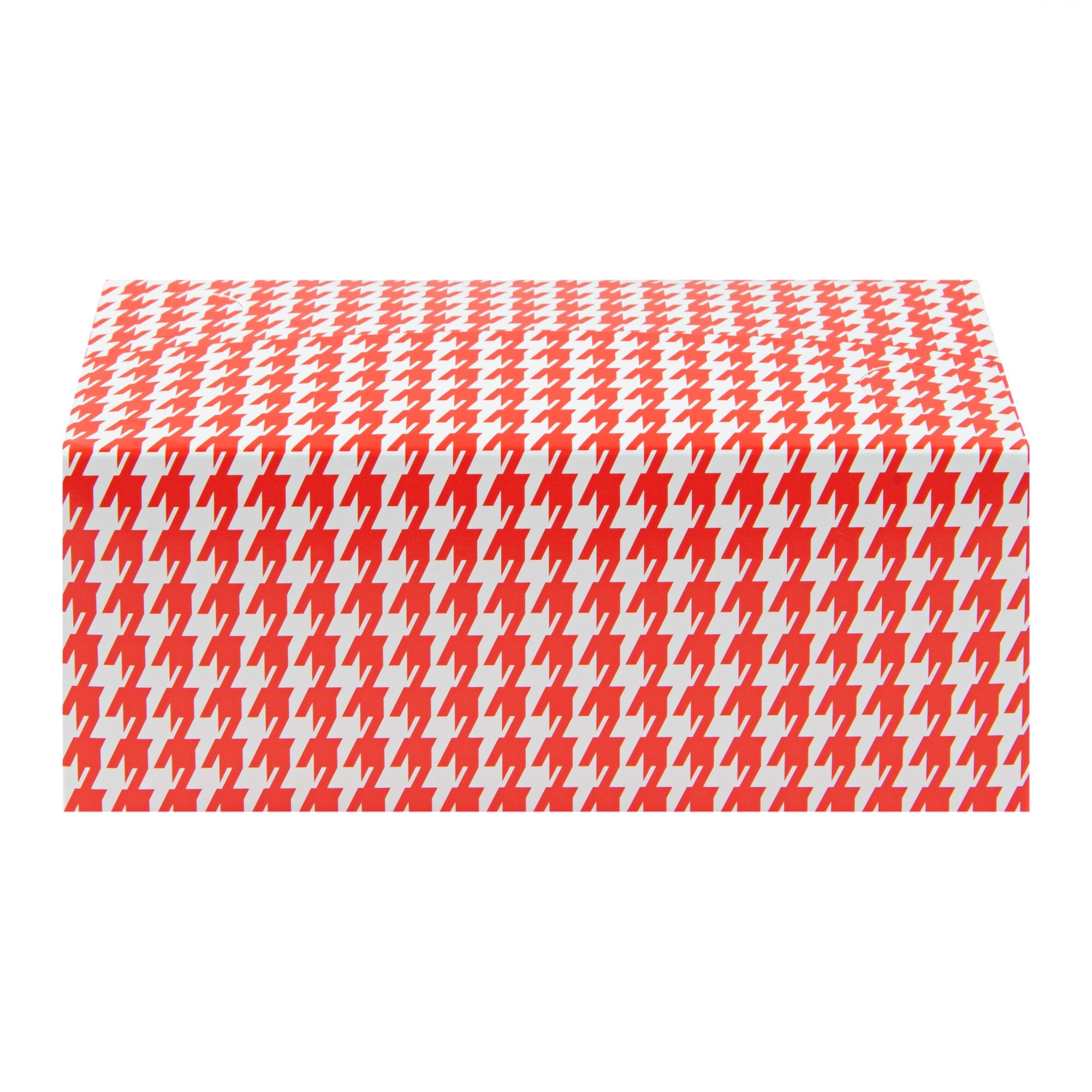 Bio Tek 47 oz Red Houndstooth Paper Lunch / Chicken Box - with Fast Top - 7" x 4 1/2" x 2 3/4" - 100 count box