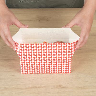 Bio Tek 47 oz Red Houndstooth Paper Lunch / Chicken Box - with Fast Top - 7" x 4 1/2" x 2 3/4" - 100 count box