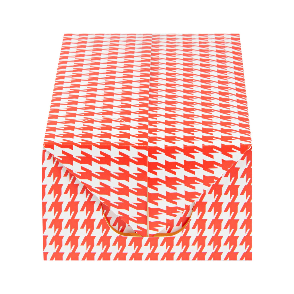 Bio Tek 47 oz Red Houndstooth Paper Lunch / Chicken Box - with Fast Top - 7" x 4 1/2" x 2 3/4" - 100 count box