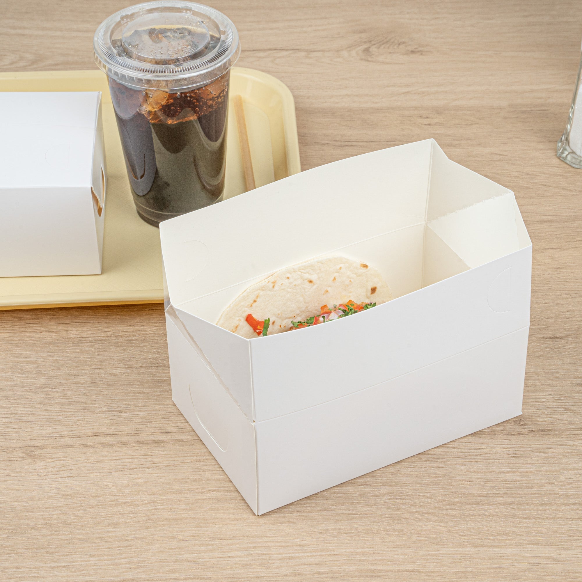Bio Tek 47 oz White Paper Lunch / Chicken Box - with Fast Top - 7" x 4 1/2" x 2 3/4" - 100 count box