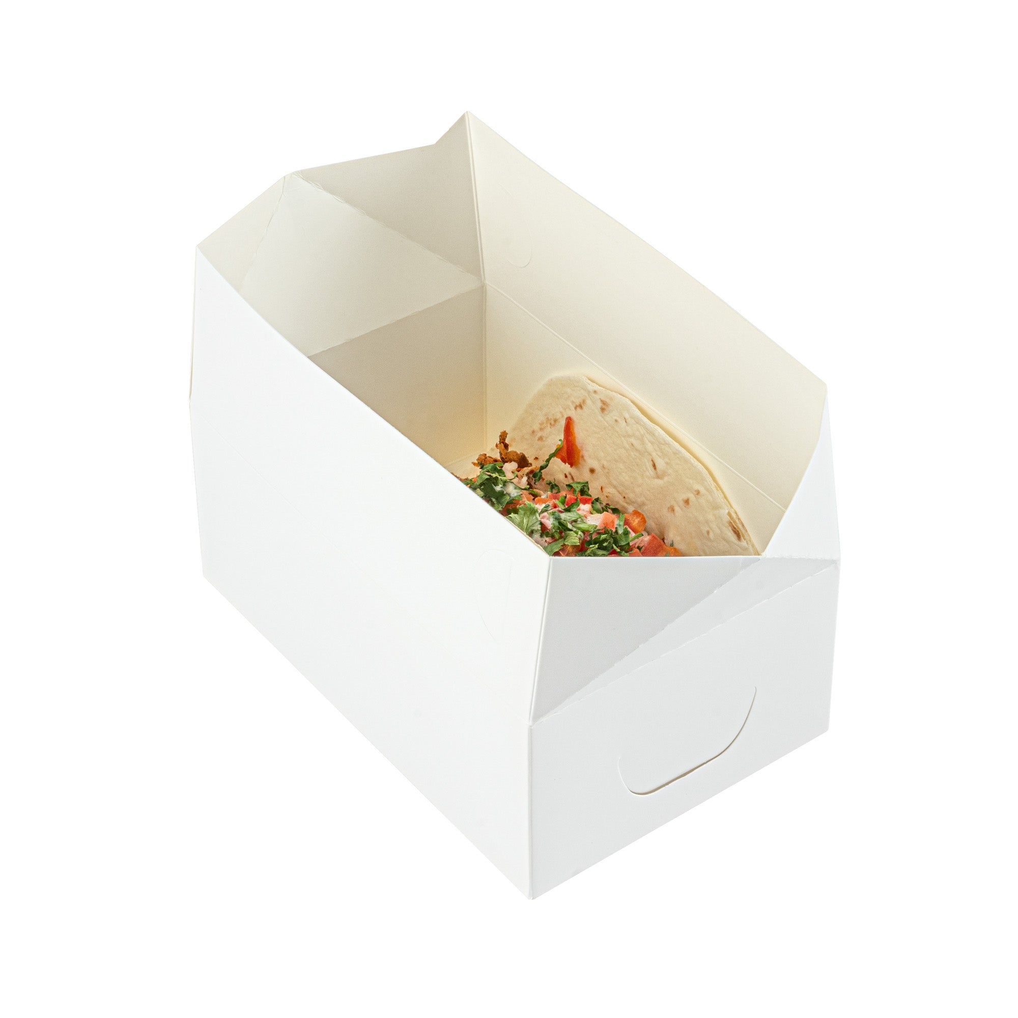 Bio Tek 47 oz White Paper Lunch / Chicken Box - with Fast Top - 7" x 4 1/2" x 2 3/4" - 100 count box