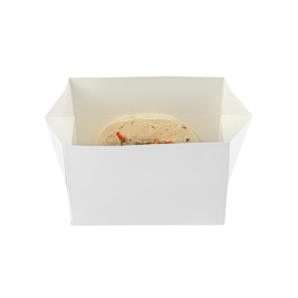 Bio Tek 47 oz White Paper Lunch / Chicken Box - with Fast Top - 7" x 4 1/2" x 2 3/4" - 100 count box