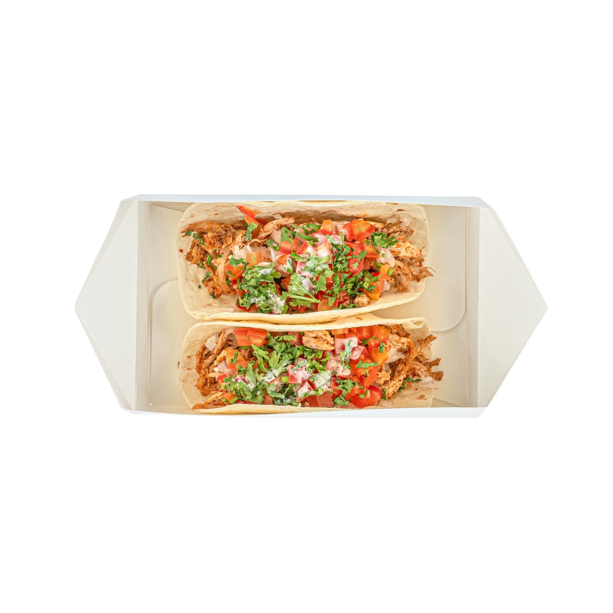 Bio Tek 47 oz White Paper Lunch / Chicken Box - with Fast Top - 7" x 4 1/2" x 2 3/4" - 400 count box