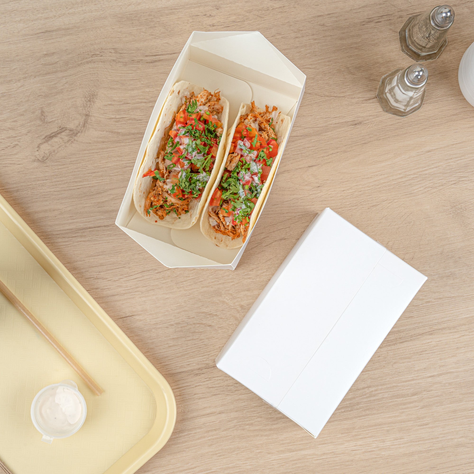 Bio Tek 47 oz White Paper Lunch / Chicken Box - with Fast Top - 7" x 4 1/2" x 2 3/4" - 400 count box