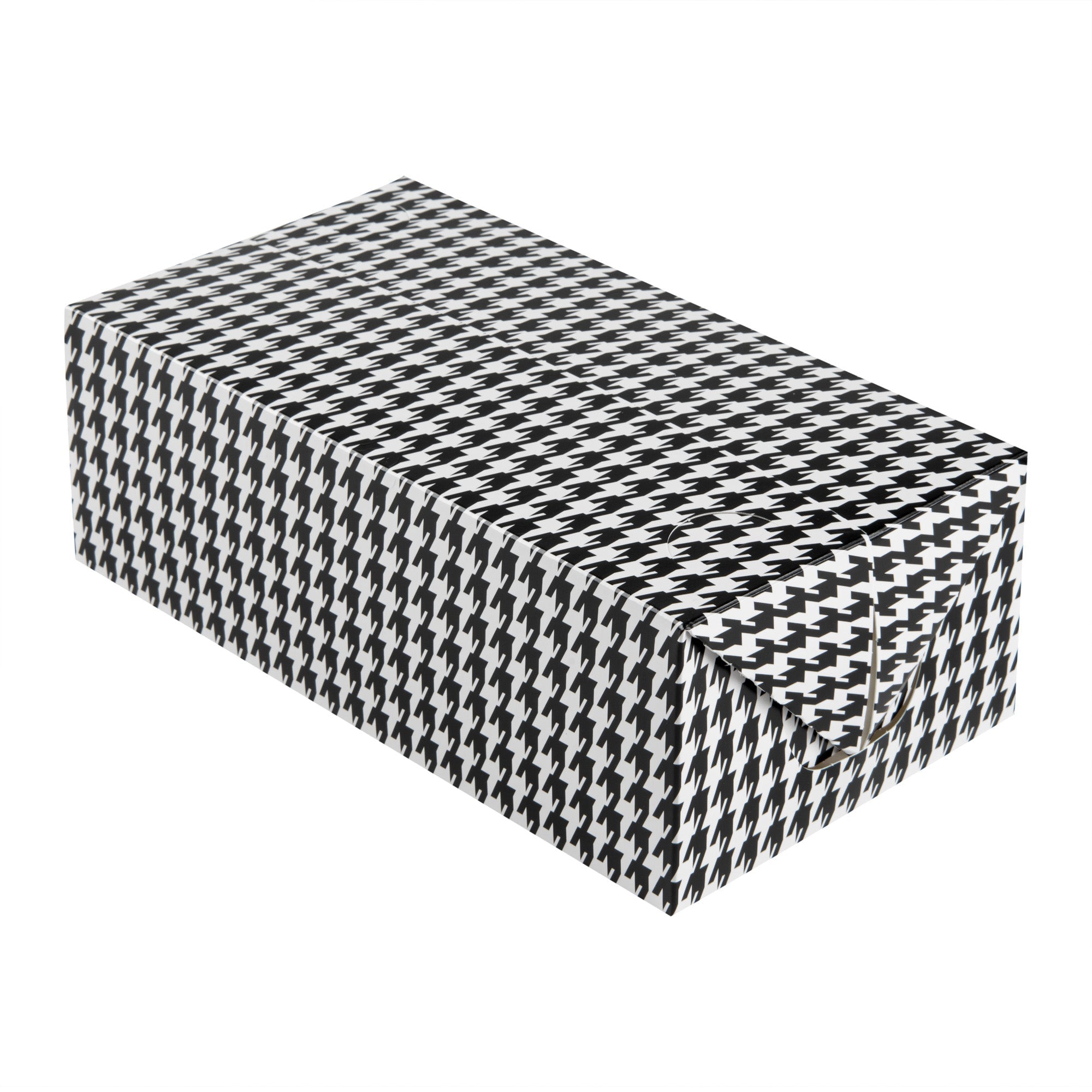 Bio Tek 71 oz Black Houndstooth Paper Lunch / Chicken Box - with Fast Top - 8 3/4" x 5" x 3" - 100 count box