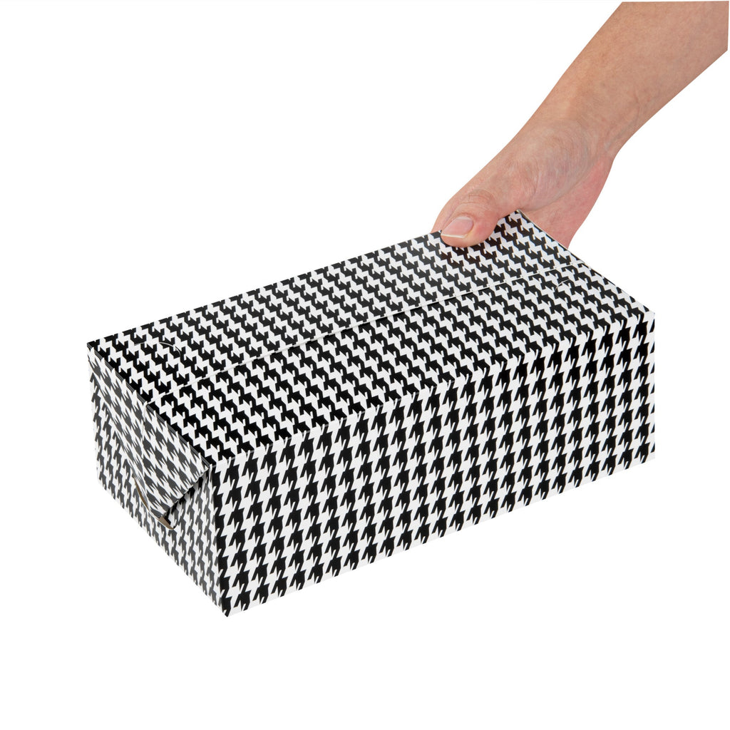 Bio Tek 71 oz Black Houndstooth Paper Lunch / Chicken Box - with Fast Top - 8 3/4" x 5" x 3" - 100 count box