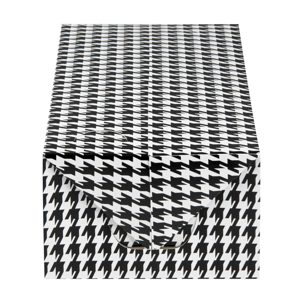 Bio Tek 71 oz Black Houndstooth Paper Lunch / Chicken Box - with Fast Top - 8 3/4" x 5" x 3" - 100 count box