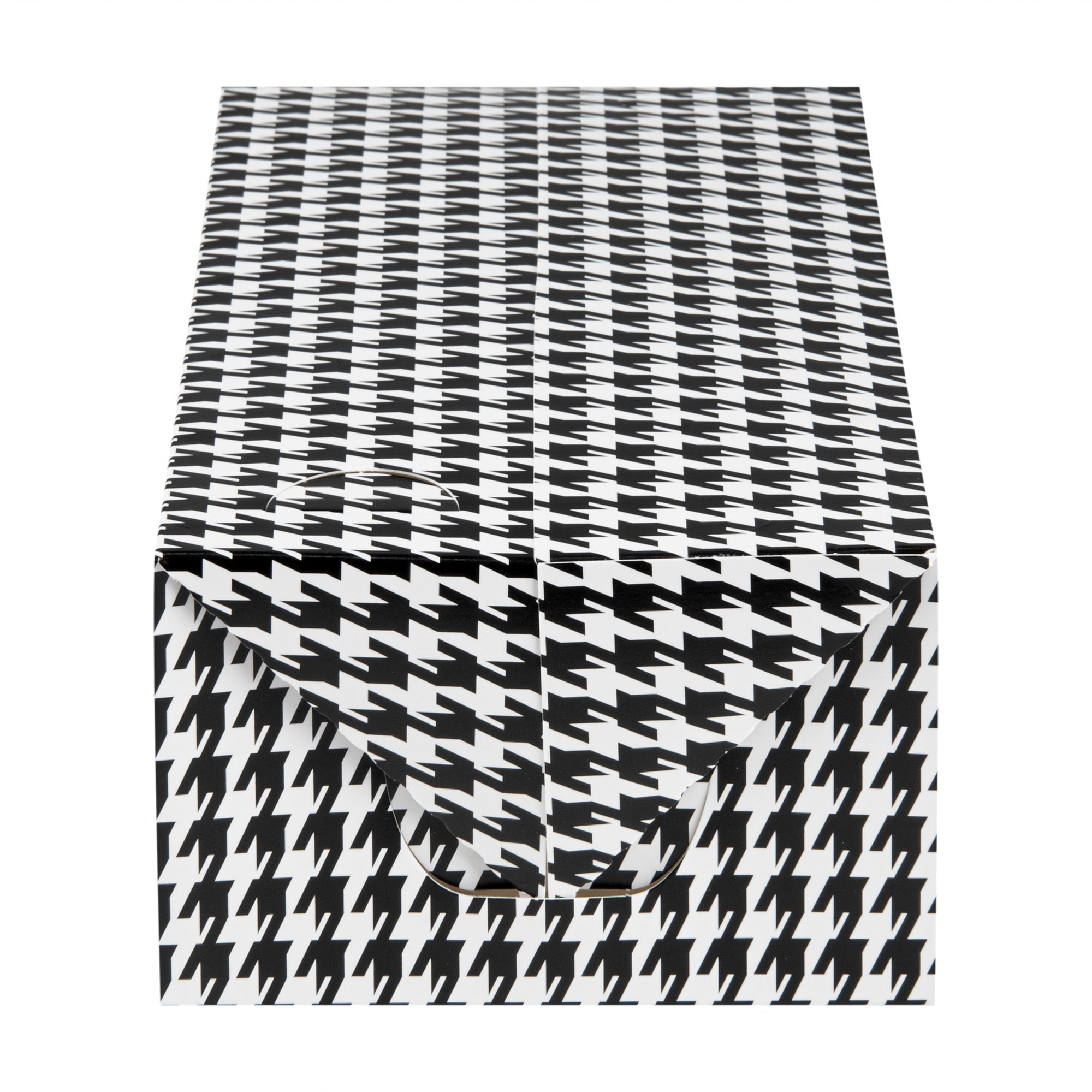 Bio Tek 71 oz Black Houndstooth Paper Lunch / Chicken Box - with Fast Top - 8 3/4" x 5" x 3" - 100 count box