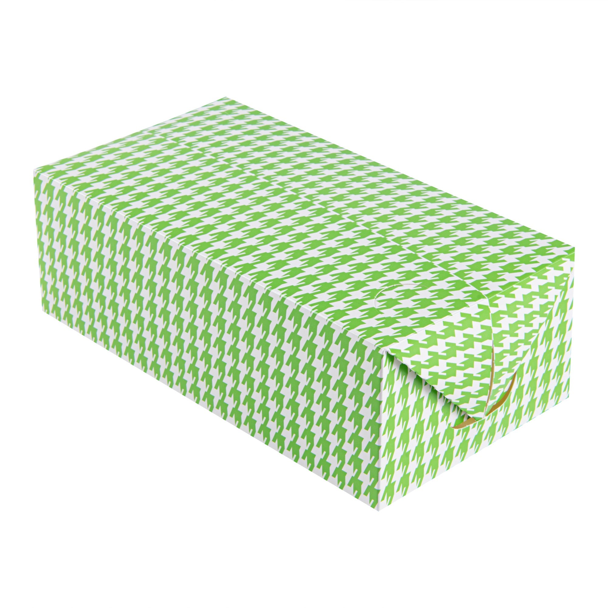 Bio Tek 71 oz Green Houndstooth Paper Lunch / Chicken Box - with Fast Top - 8 3/4" x 5" x 3" - 100 count box