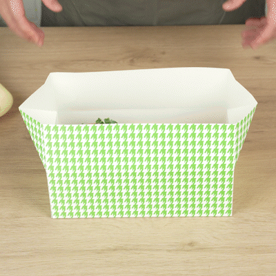 Bio Tek 71 oz Green Houndstooth Paper Lunch / Chicken Box - with Fast Top - 8 3/4" x 5" x 3" - 100 count box