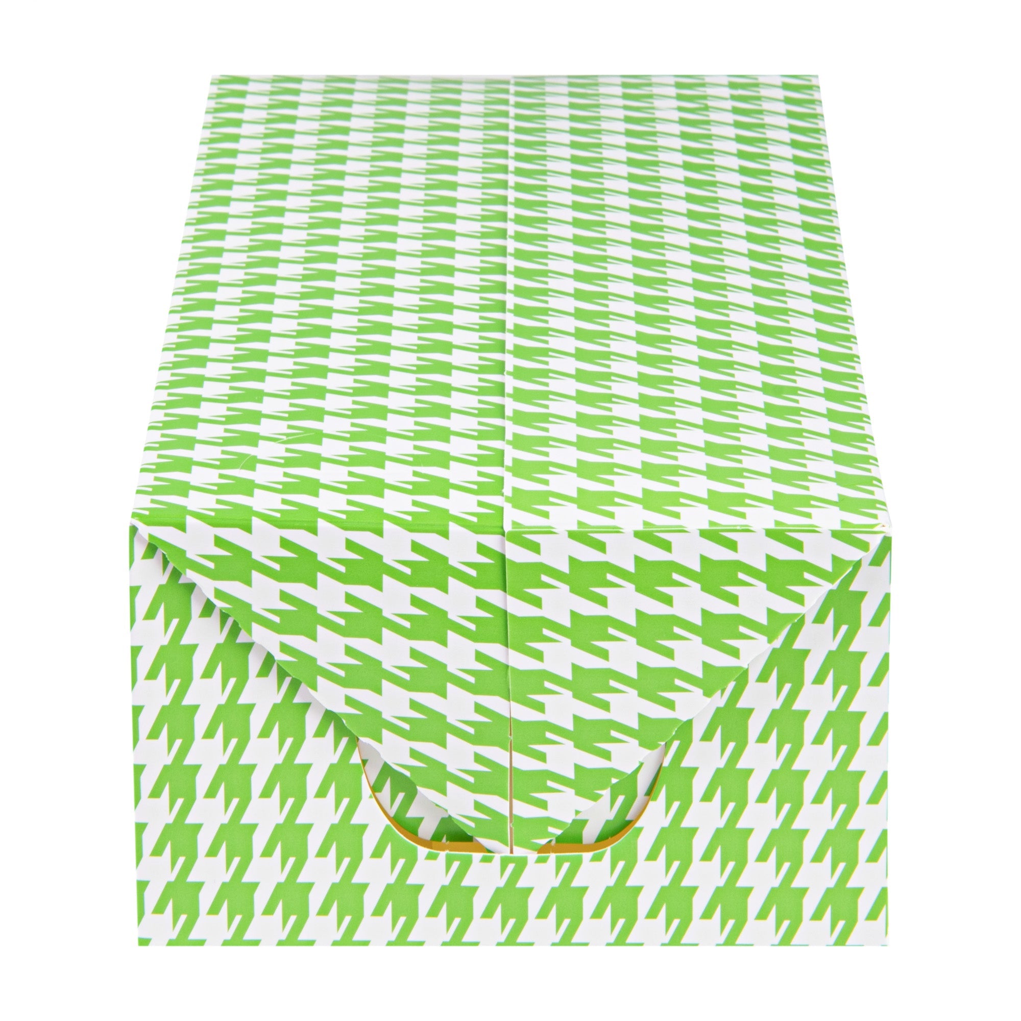 Bio Tek 71 oz Green Houndstooth Paper Lunch / Chicken Box - with Fast Top - 8 3/4" x 5" x 3" - 100 count box