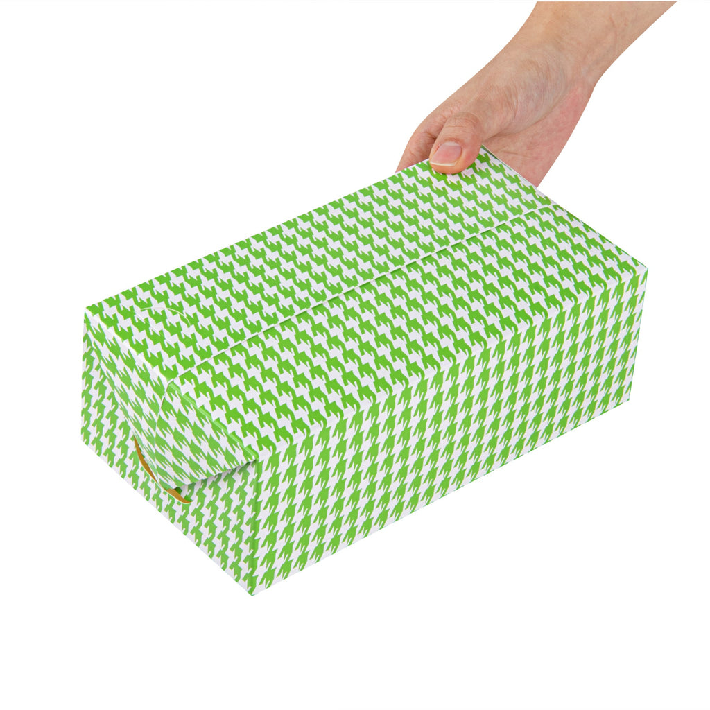 Bio Tek 71 oz Green Houndstooth Paper Lunch / Chicken Box - with Fast Top - 8 3/4" x 5" x 3" - 400 count box