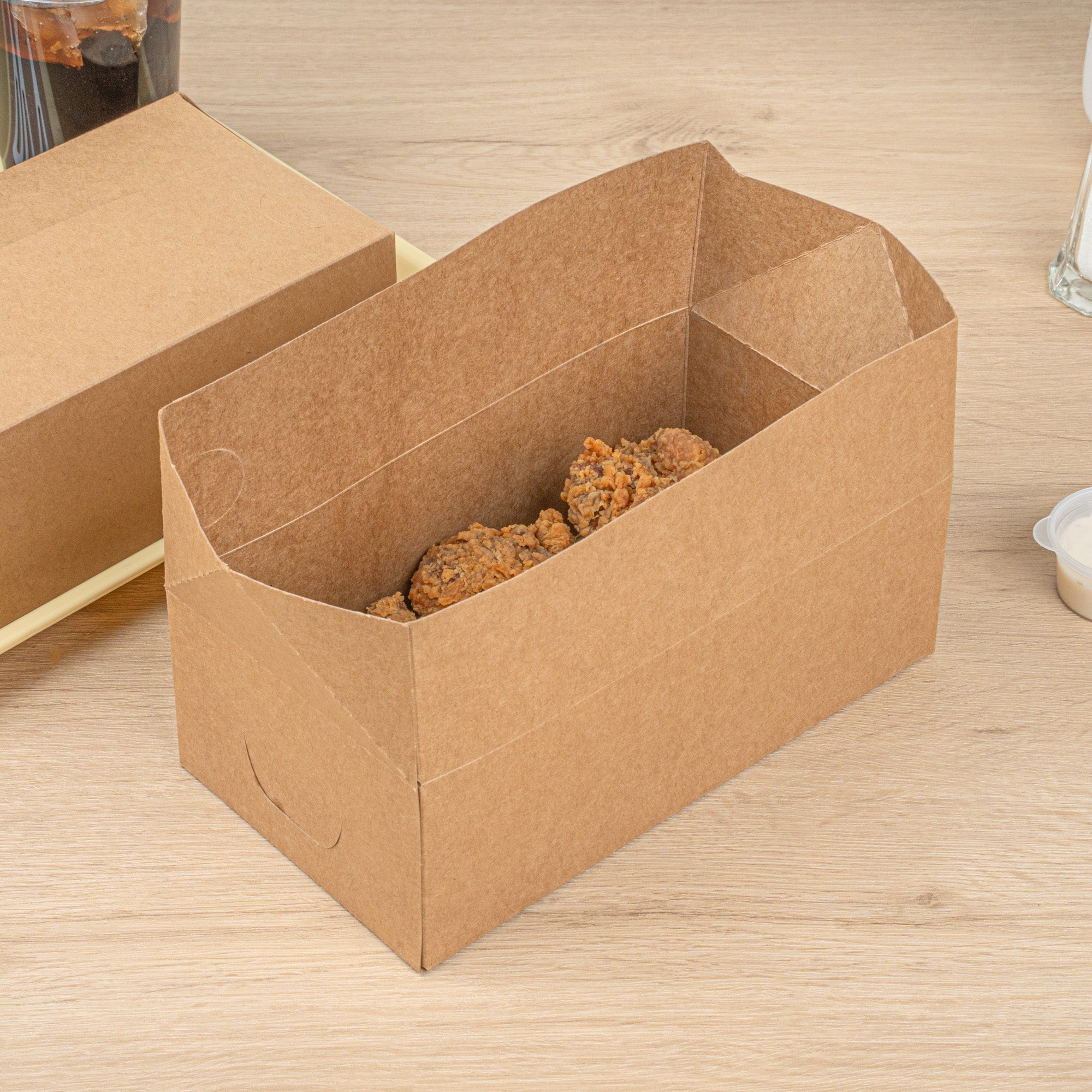 Bio Tek 71 oz Kraft Paper Lunch / Chicken Box - with Fast Top - 8 3/4" x 5" x 3" - 100 count box