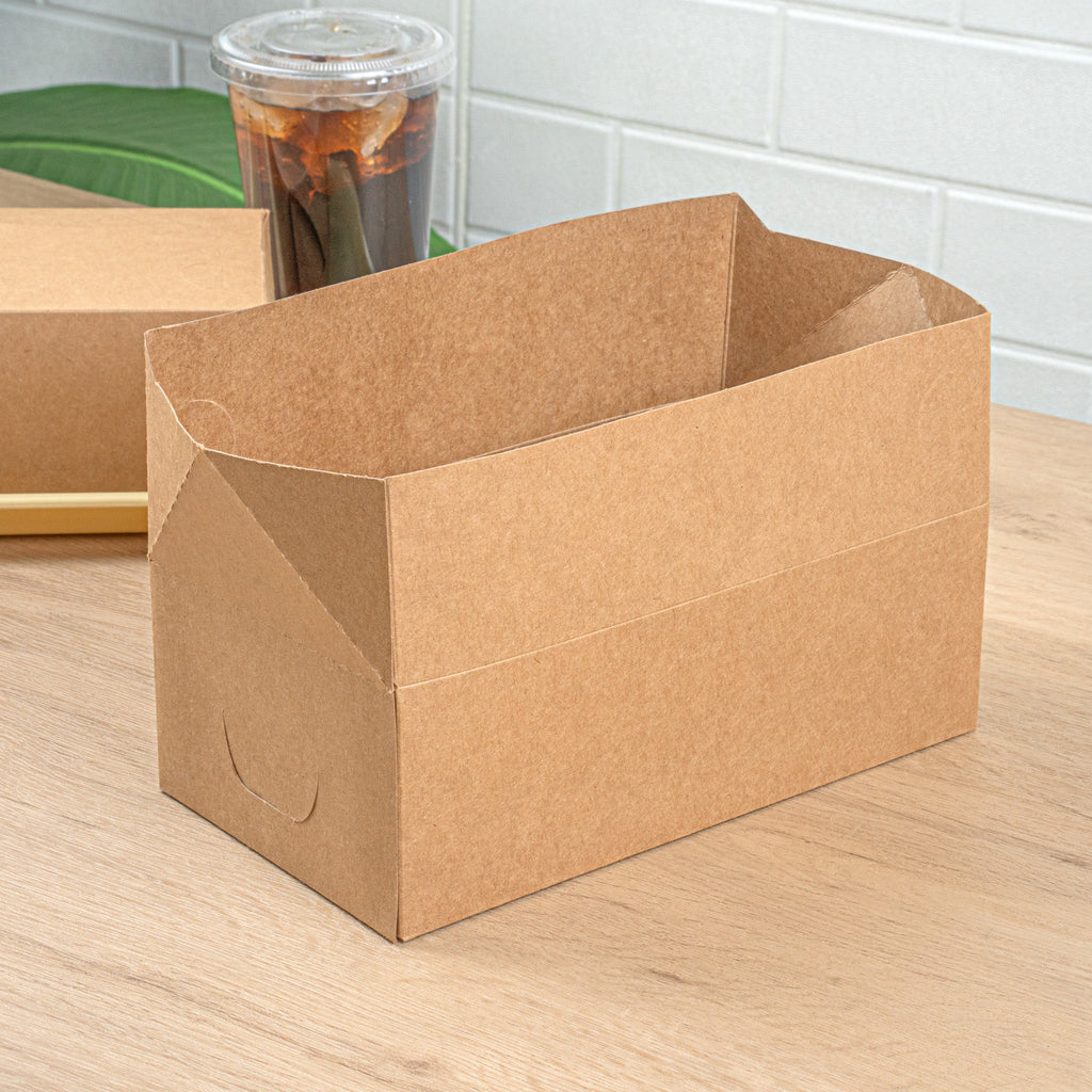 Bio Tek 71 oz Kraft Paper Lunch / Chicken Box - with Fast Top - 8 3/4" x 5" x 3" - 100 count box