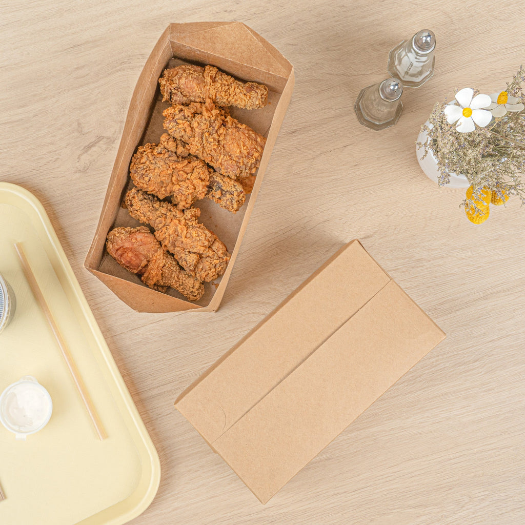 Bio Tek 71 oz Kraft Paper Lunch / Chicken Box - with Fast Top - 8 3/4" x 5" x 3" - 100 count box