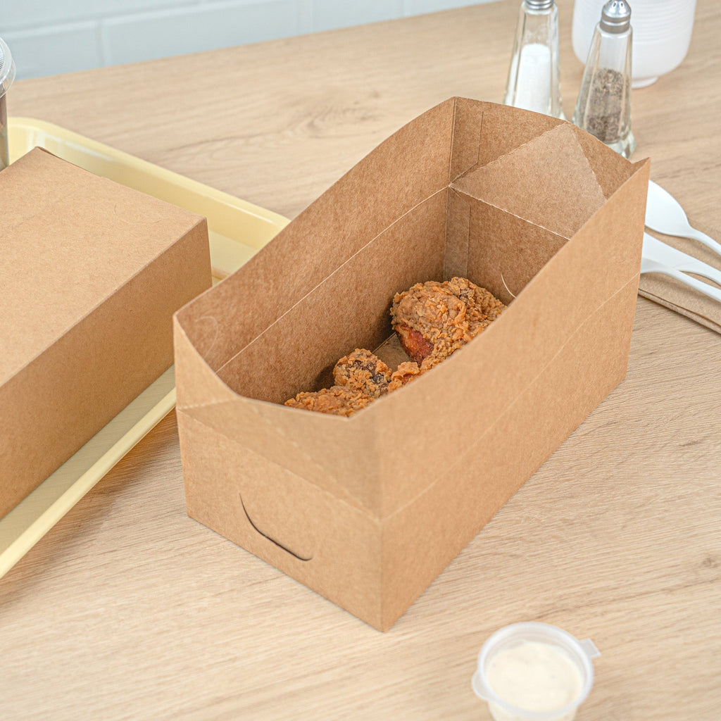 Bio Tek 71 oz Kraft Paper Lunch / Chicken Box - with Fast Top - 8 3/4" x 5" x 3" - 400 count box