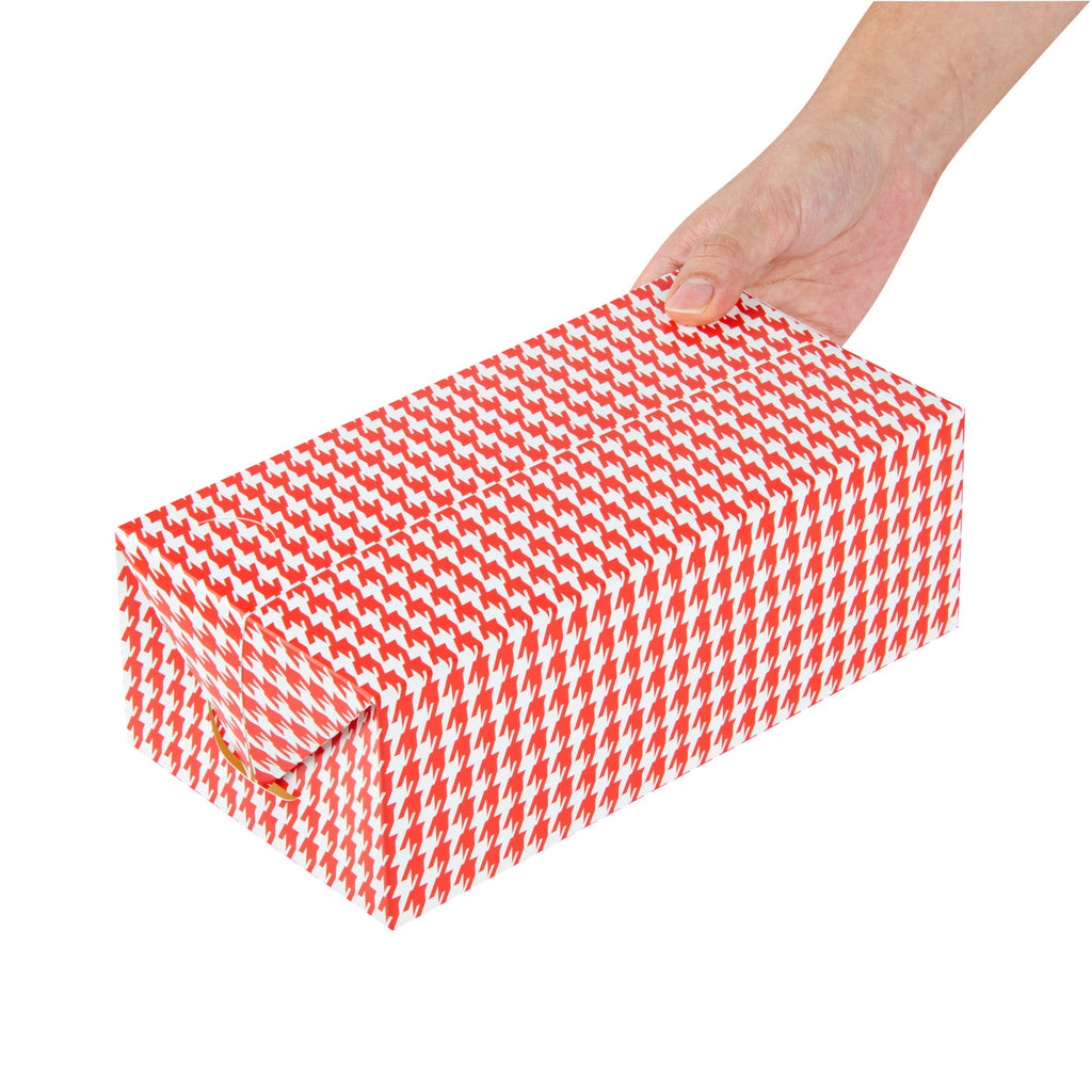 Bio Tek 71 oz Red Houndstooth Paper Lunch / Chicken Box - with Fast Top - 8 3/4" x 5" x 3" - 100 count box