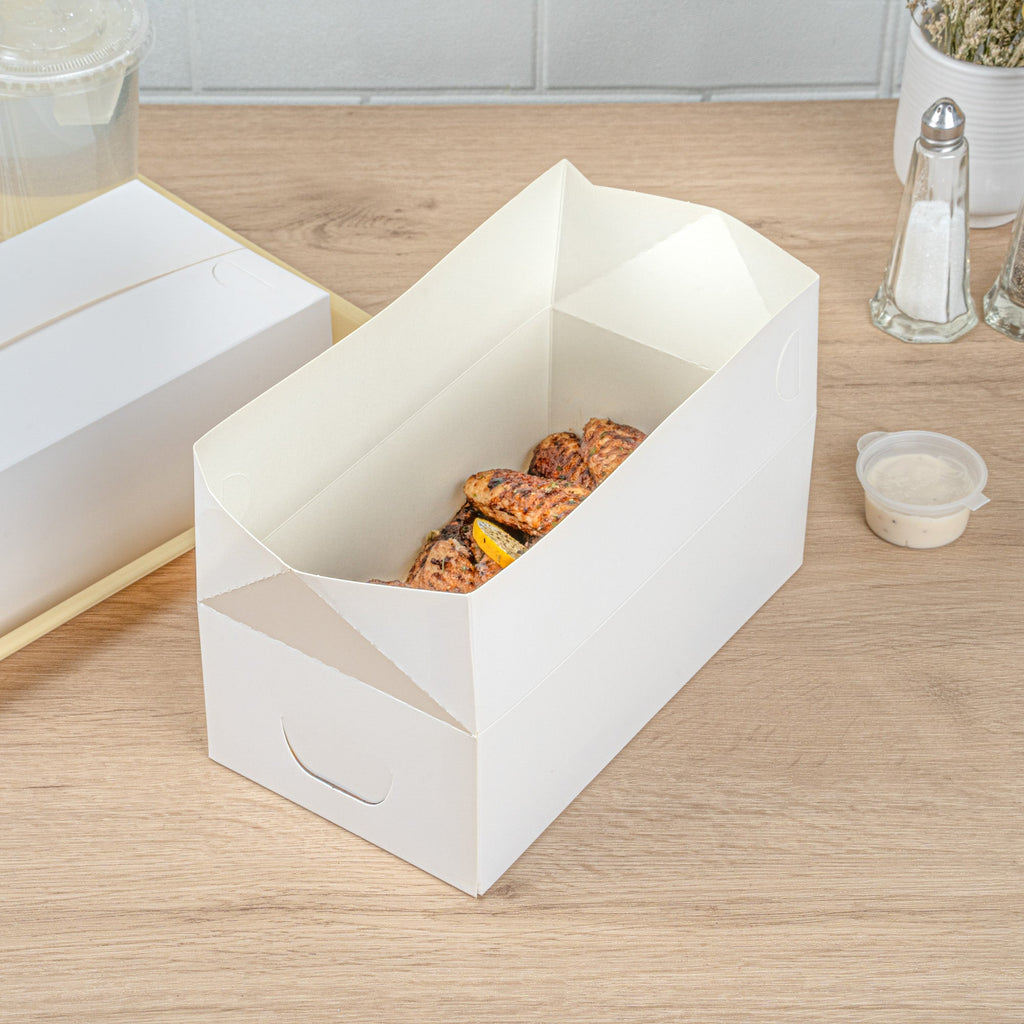 Bio Tek 71 oz White Paper Lunch / Chicken Box - with Fast Top - 8 3/4" x 5" x 3" - 100 count box
