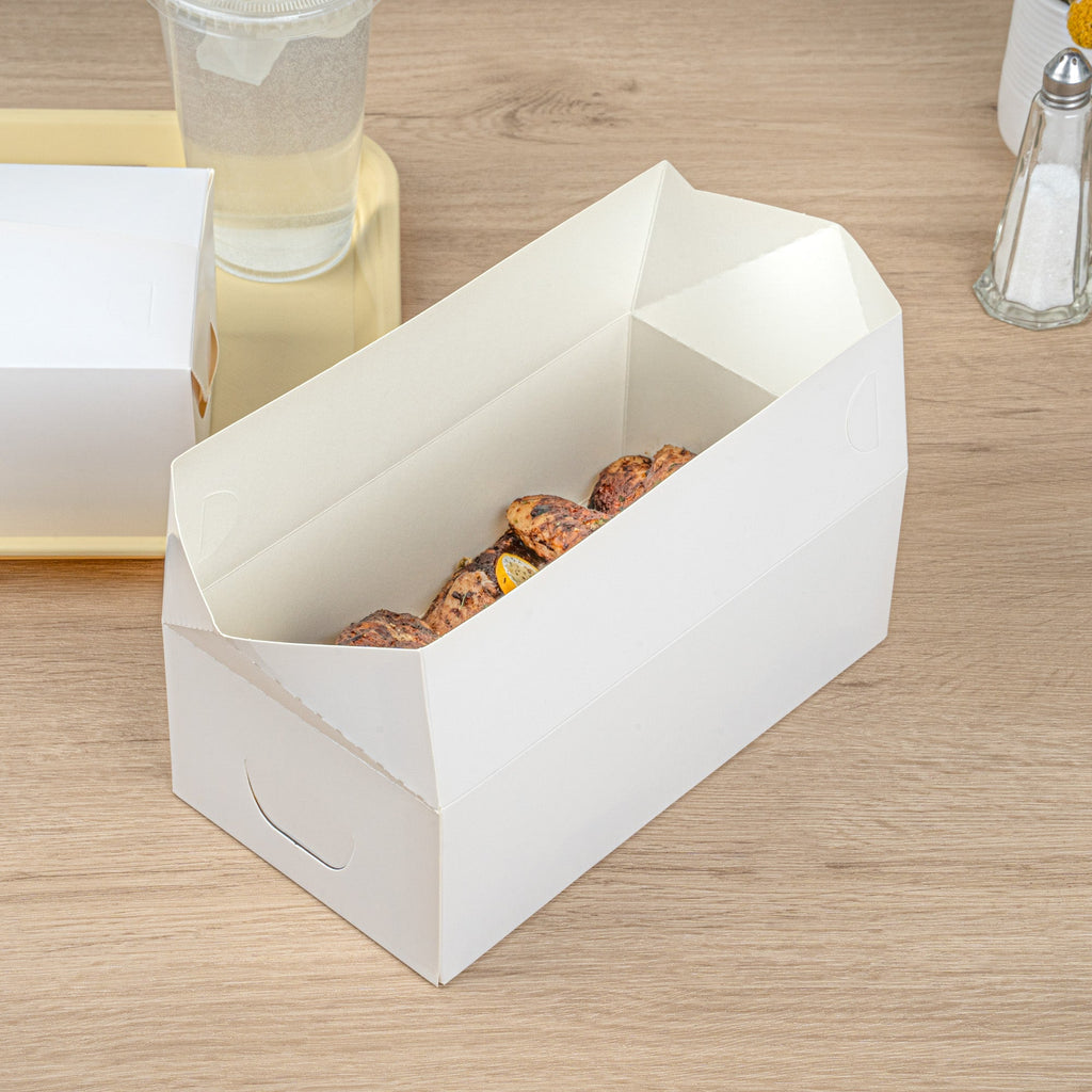 Bio Tek 71 oz White Paper Lunch / Chicken Box - with Fast Top - 8 3/4" x 5" x 3" - 100 count box