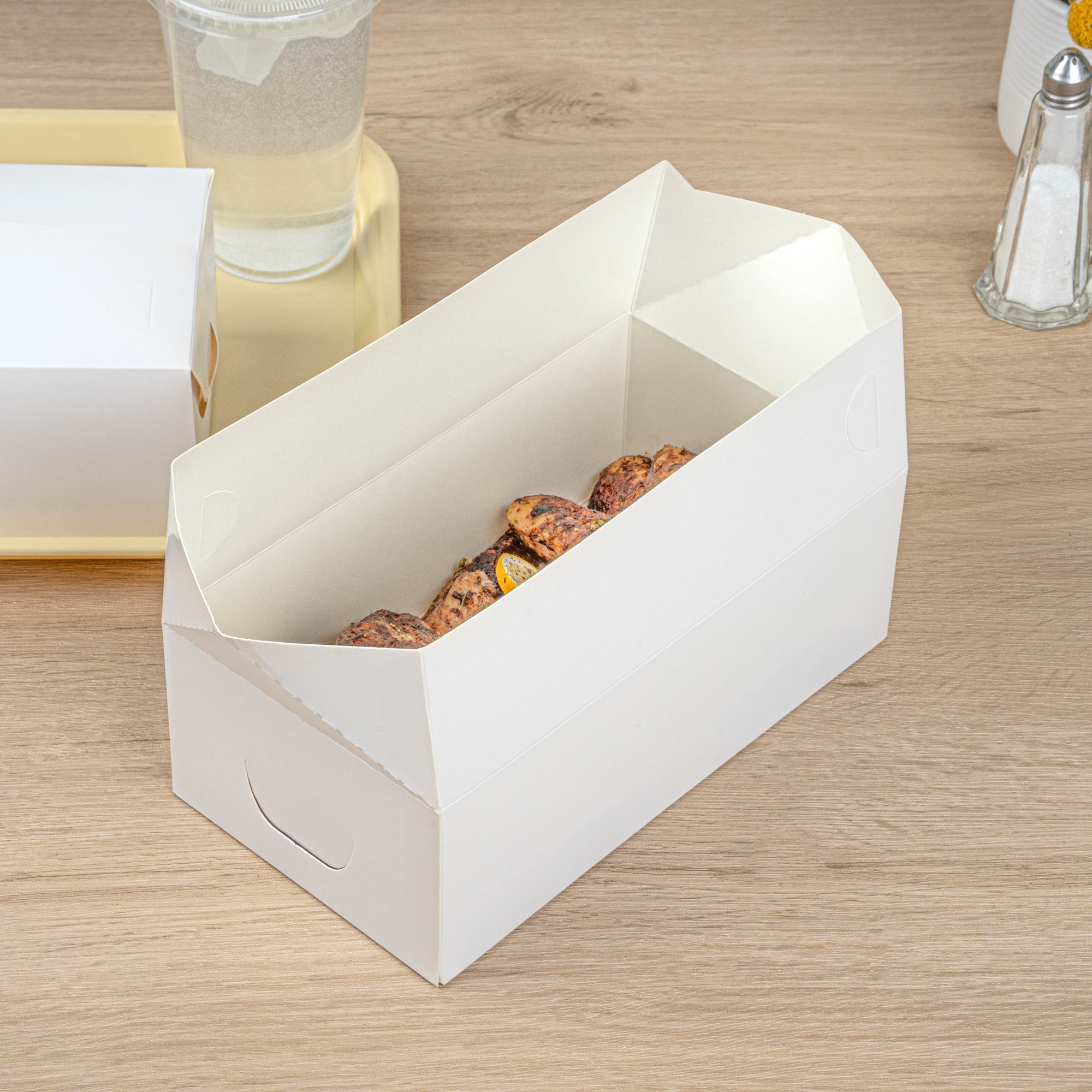 Bio Tek 71 oz White Paper Lunch / Chicken Box - with Fast Top - 8 3/4" x 5" x 3" - 100 count box