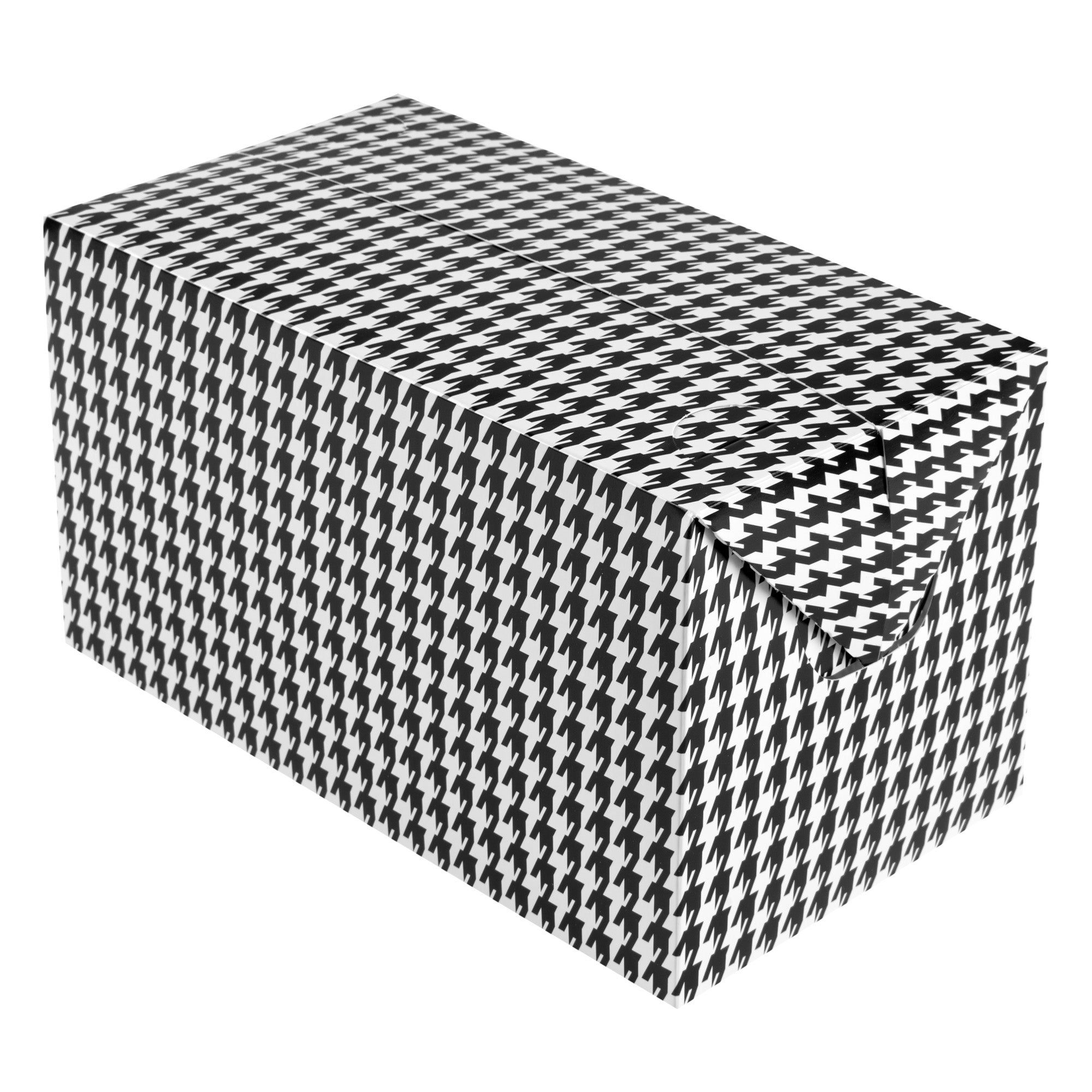 Bio Tek 80 oz Black Houndstooth Paper Lunch / Chicken Box - with Fast Top - 9" x 5" x 5" - 100 count box