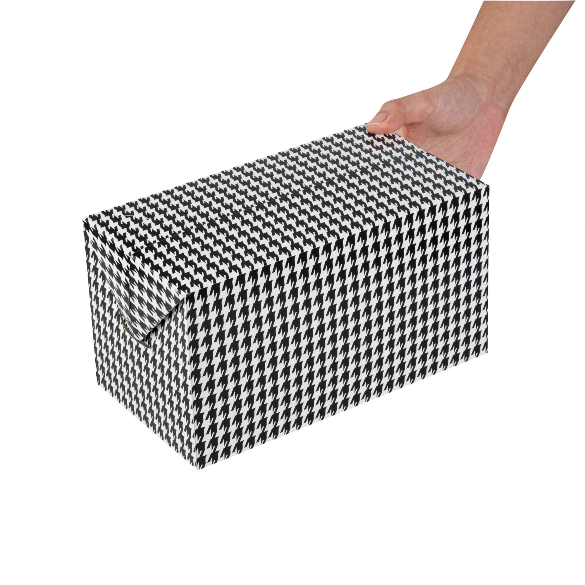 Bio Tek 80 oz Black Houndstooth Paper Lunch / Chicken Box - with Fast Top - 9" x 5" x 5" - 100 count box