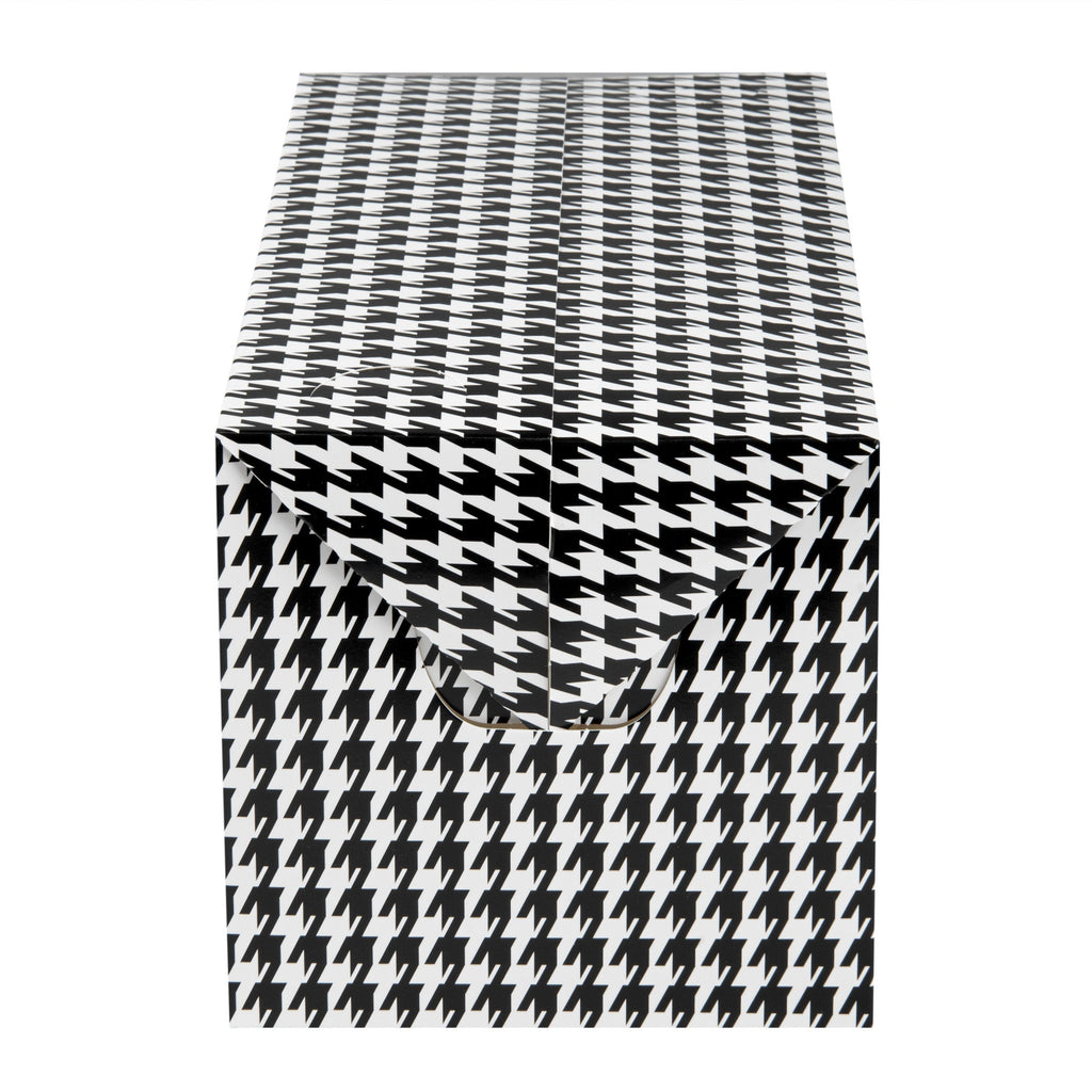 Bio Tek 80 oz Black Houndstooth Paper Lunch / Chicken Box - with Fast Top - 9" x 5" x 5" - 100 count box