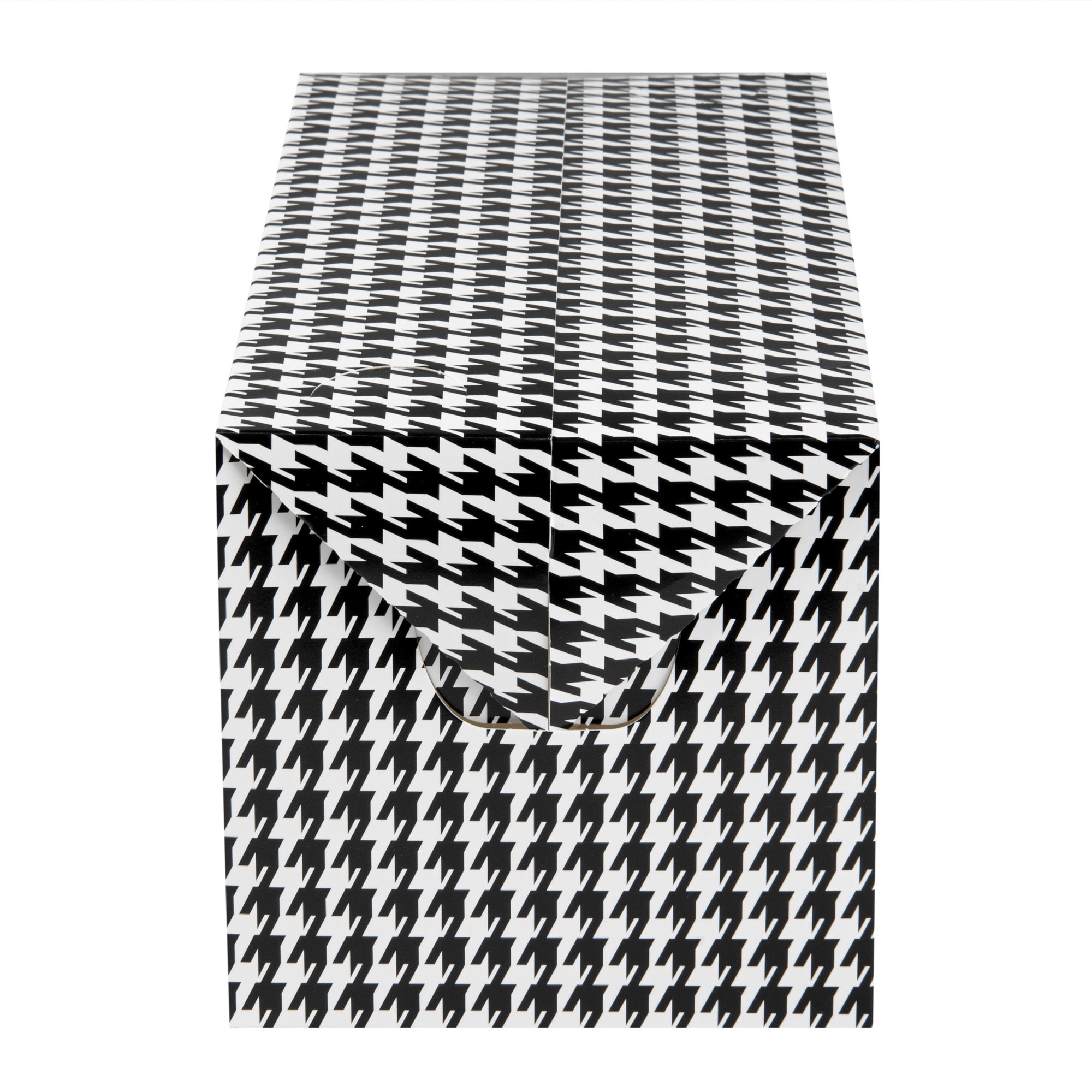 Bio Tek 80 oz Black Houndstooth Paper Lunch / Chicken Box - with Fast Top - 9" x 5" x 5" - 400 count box