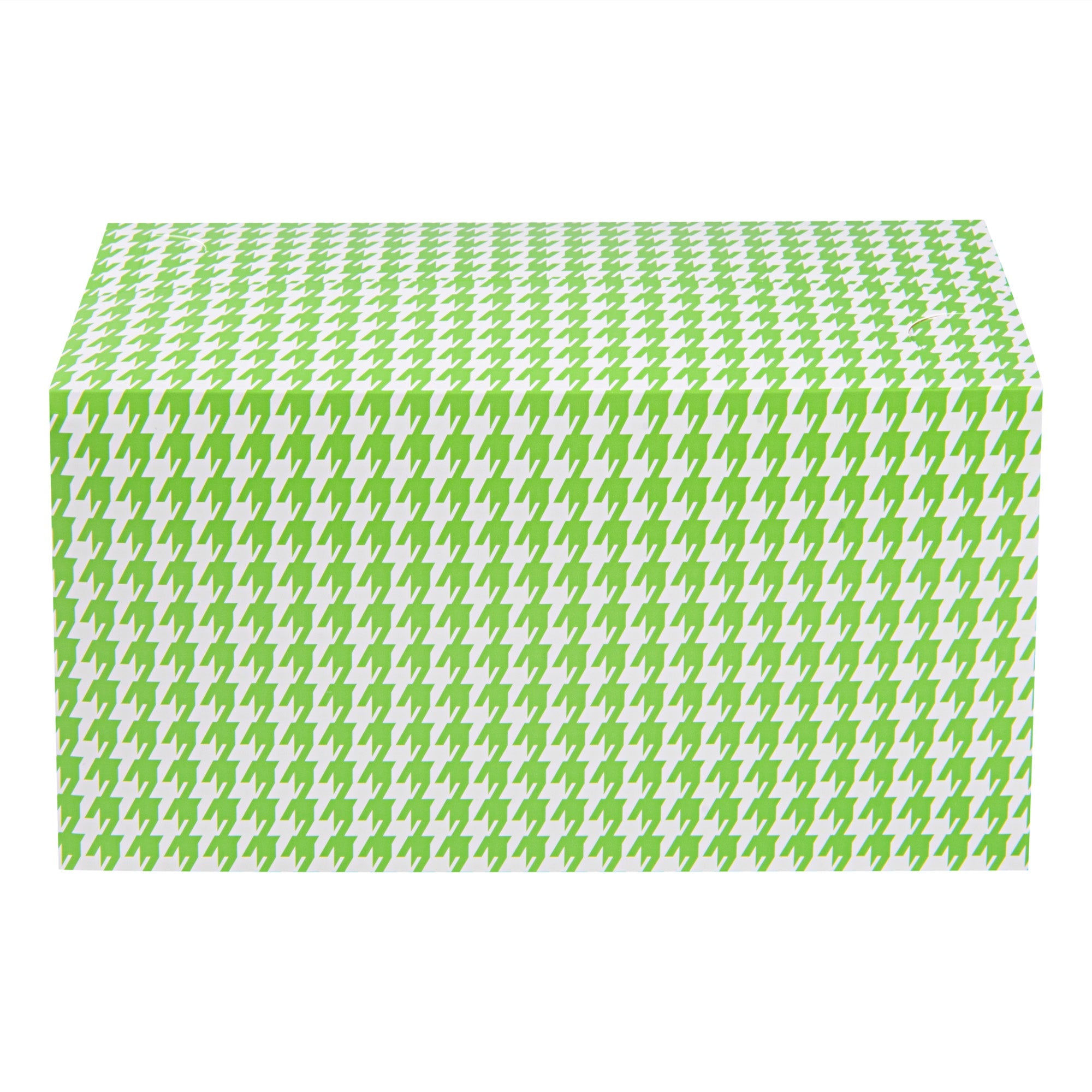 Bio Tek 80 oz Green Houndstooth Paper Lunch / Chicken Box - with Fast Top - 9" x 5" x 5" - 400 count box