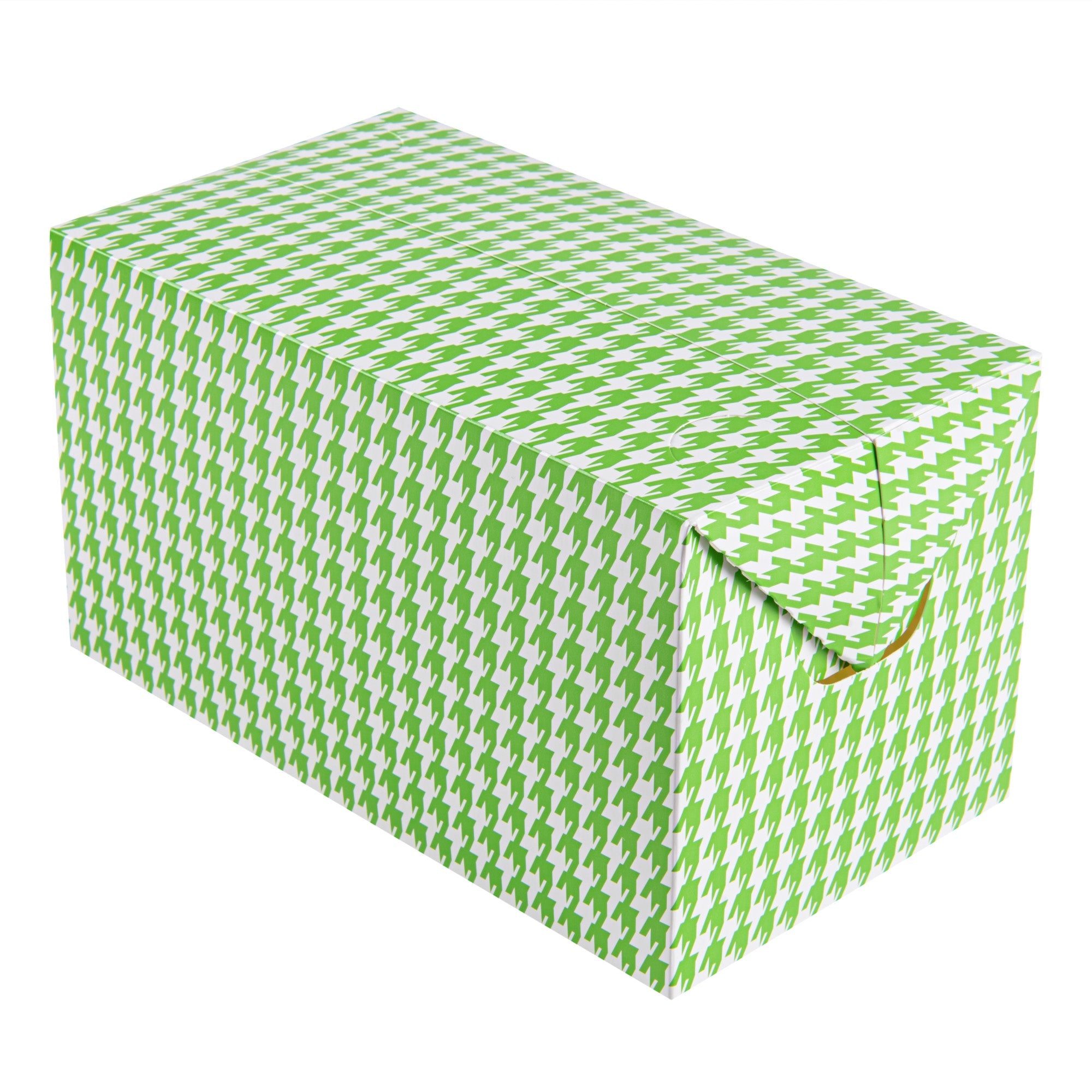 Bio Tek 80 oz Green Houndstooth Paper Lunch / Chicken Box - with Fast Top - 9" x 5" x 5" - 100 count box