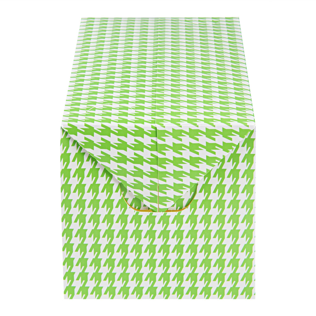 Bio Tek 80 oz Green Houndstooth Paper Lunch / Chicken Box - with Fast Top - 9" x 5" x 5" - 100 count box