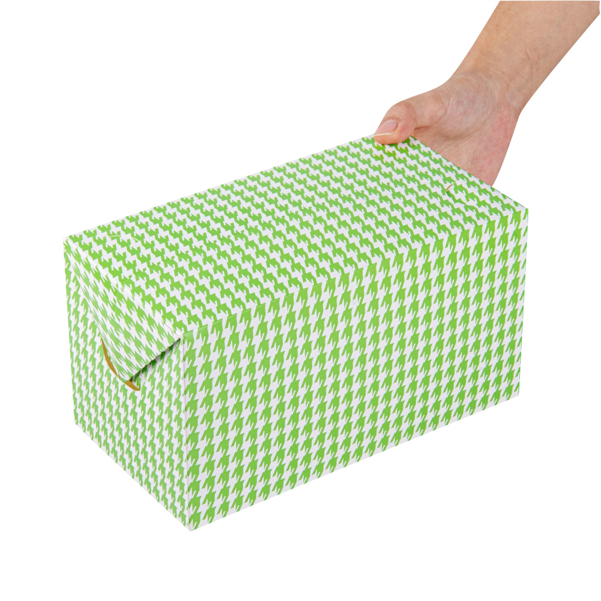 Bio Tek 80 oz Green Houndstooth Paper Lunch / Chicken Box - with Fast Top - 9" x 5" x 5" - 400 count box