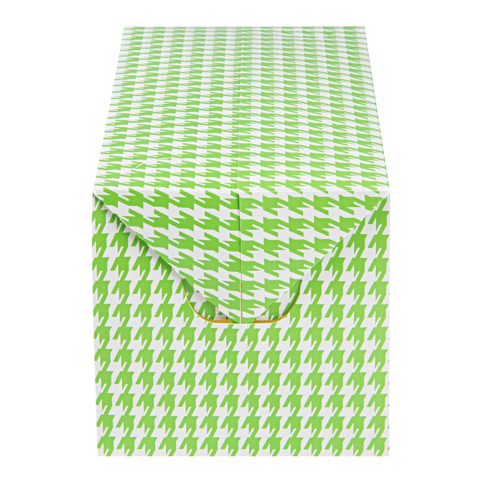 Bio Tek 80 oz Green Houndstooth Paper Lunch / Chicken Box - with Fast Top - 9" x 5" x 5" - 400 count box