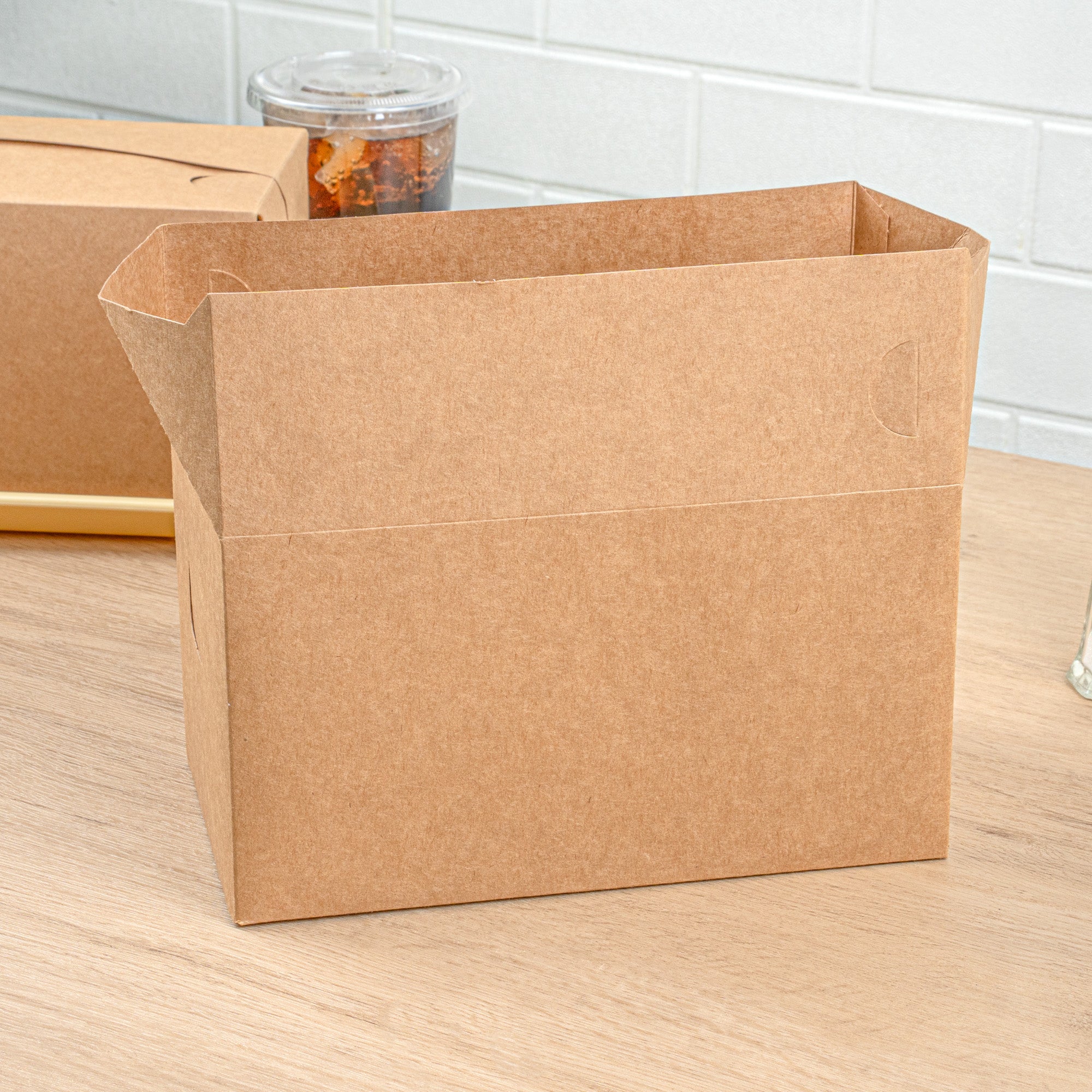 Bio Tek 80 oz Kraft Paper Lunch / Chicken Box - with Fast Top - 9" x 5" x 5" - 100 count box