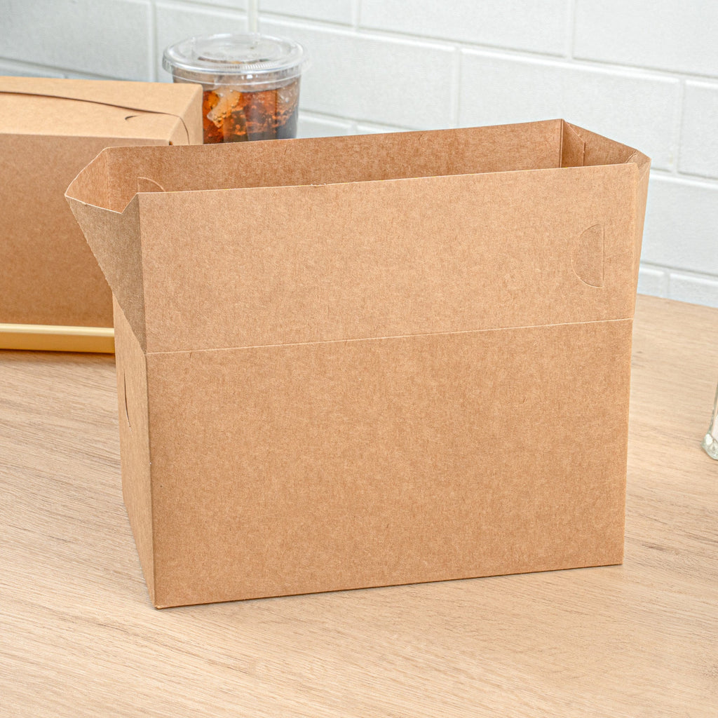 Bio Tek 80 oz Kraft Paper Lunch / Chicken Box - with Fast Top - 9" x 5" x 5" - 400 count box
