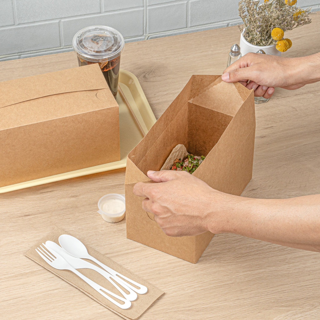 Bio Tek 80 oz Kraft Paper Lunch / Chicken Box - with Fast Top - 9" x 5" x 5" - 400 count box