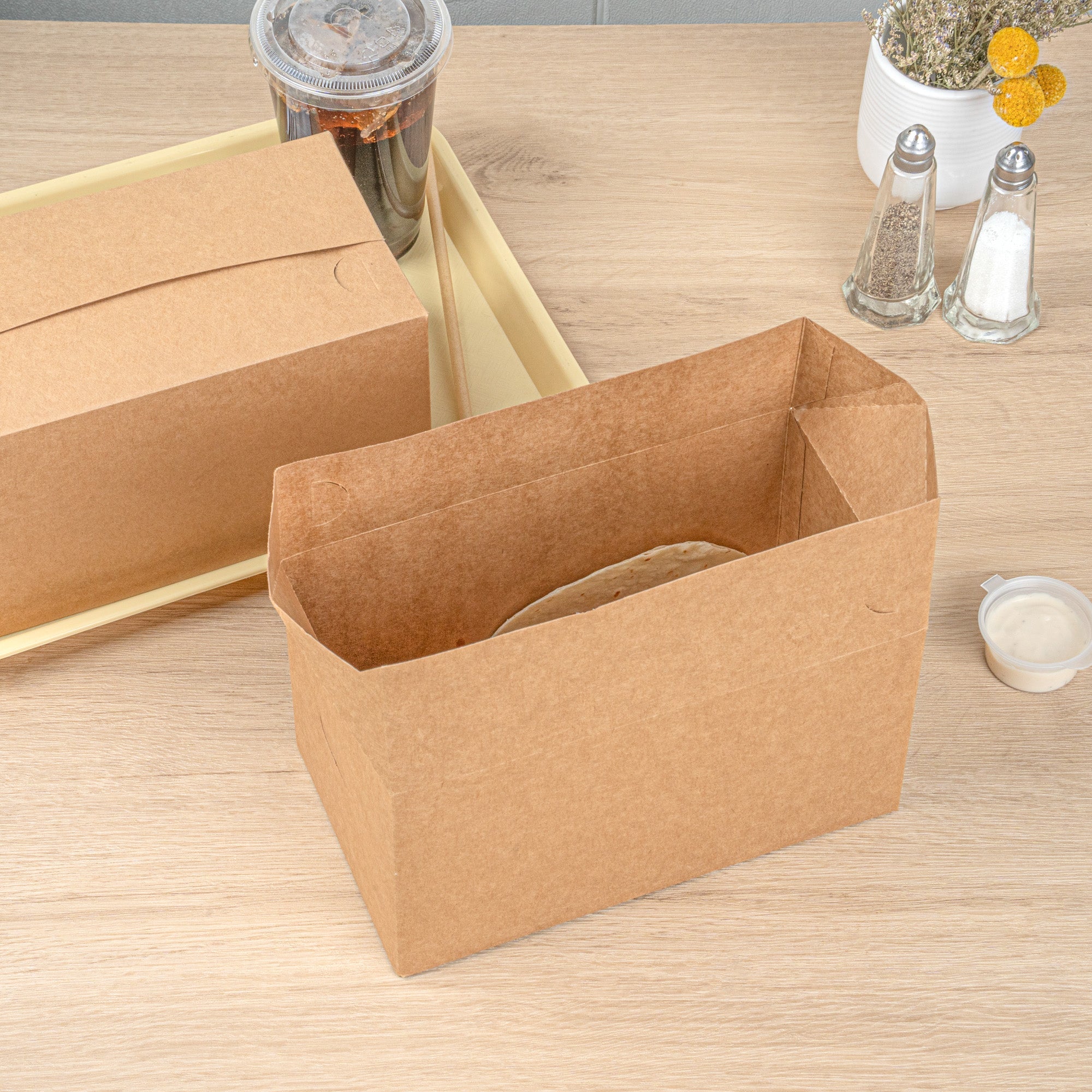 Bio Tek 80 oz Kraft Paper Lunch / Chicken Box - with Fast Top - 9" x 5" x 5" - 400 count box