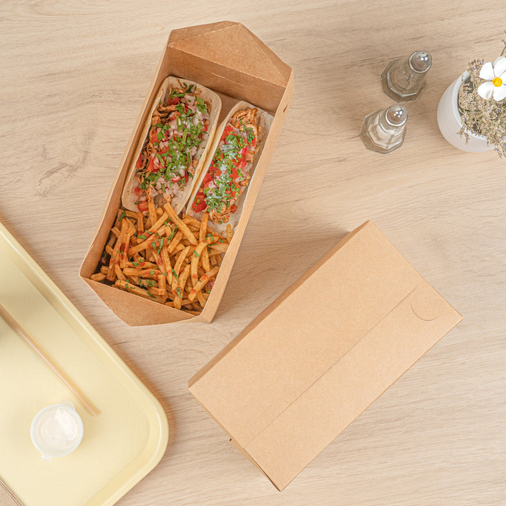 Bio Tek 80 oz Kraft Paper Lunch / Chicken Box - with Fast Top - 9" x 5" x 5" - 400 count box