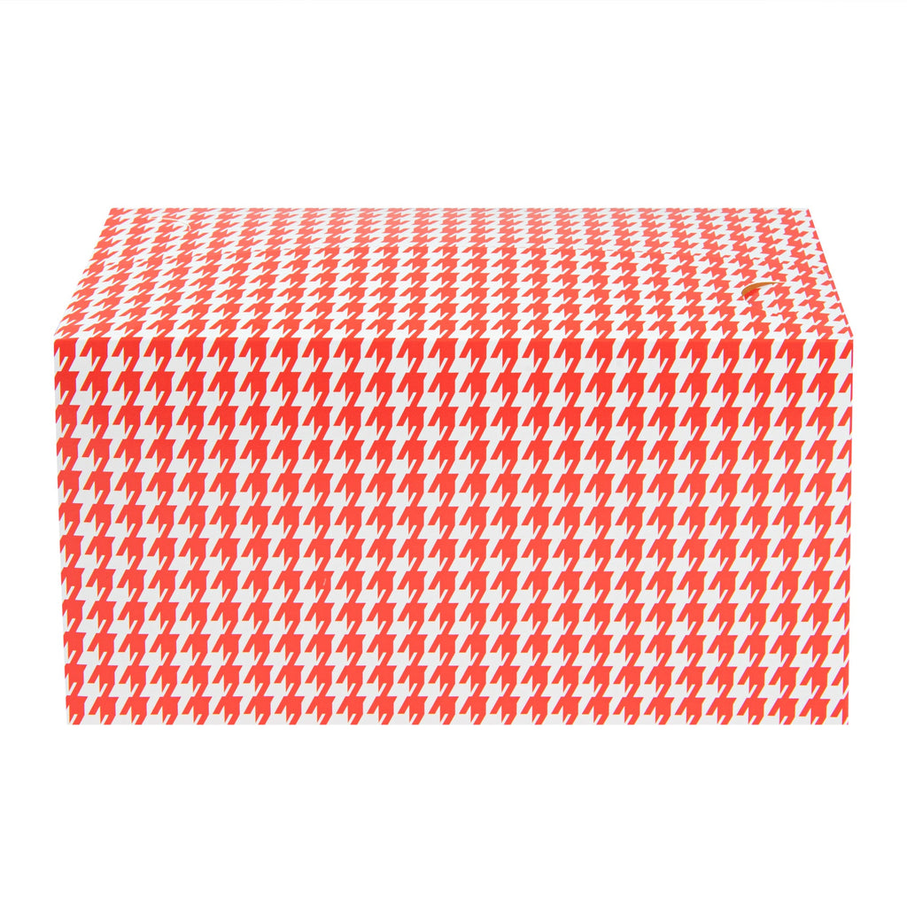 Bio Tek 80 oz Red Houndstooth Paper Lunch / Chicken Box - with Fast Top - 9" x 5" x 5" - 100 count box