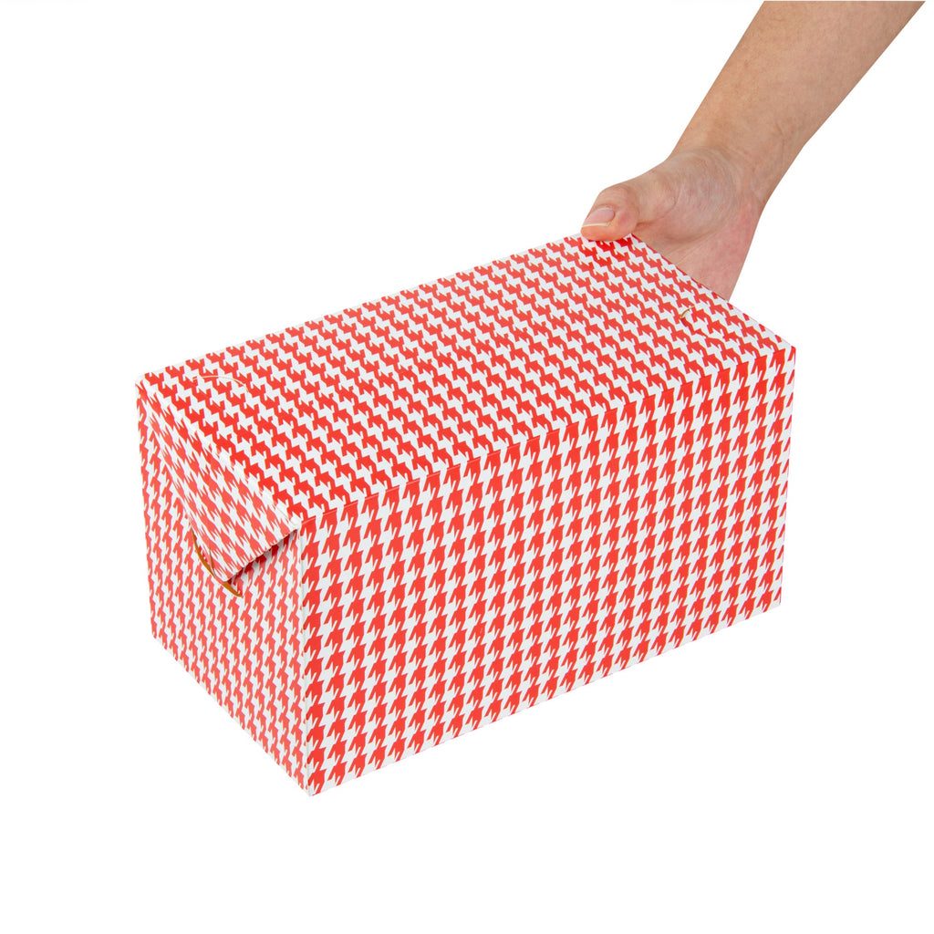 Bio Tek 80 oz Red Houndstooth Paper Lunch / Chicken Box - with Fast Top - 9" x 5" x 5" - 400 count box