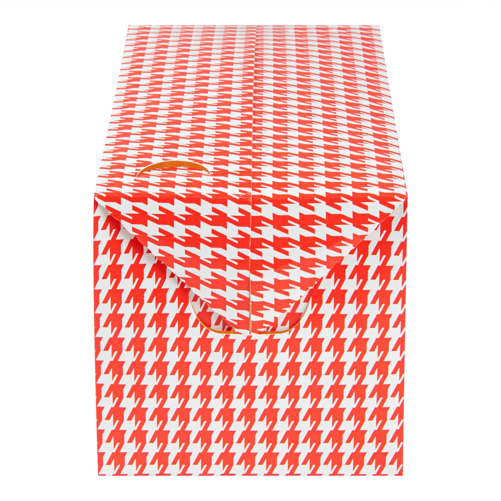 Bio Tek 80 oz Red Houndstooth Paper Lunch / Chicken Box - with Fast Top - 9" x 5" x 5" - 400 count box