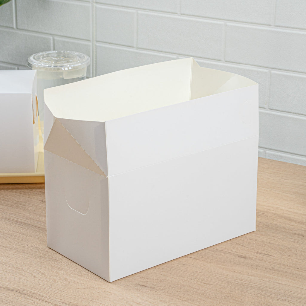 Bio Tek 80 oz White Paper Lunch / Chicken Box - with Fast Top - 9" x 5" x 5" - 100 count box