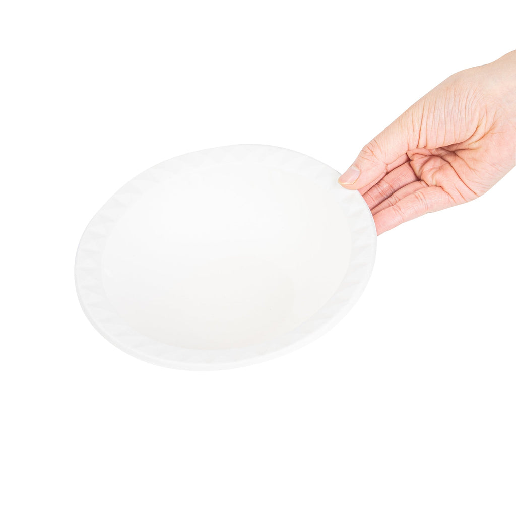 Pulp Safe No PFAS Added 16 oz White Sugarcane / Bagasse Bowl - Home Compostable, with Diamond Rim - 6 3/4" x 6 3/4" x 2" - 25 count box