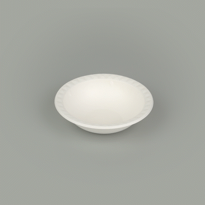 Pulp Safe No PFAS Added 16 oz White Sugarcane / Bagasse Bowl - Home Compostable, with Diamond Rim - 6 3/4" x 6 3/4" x 2" - 25 count box