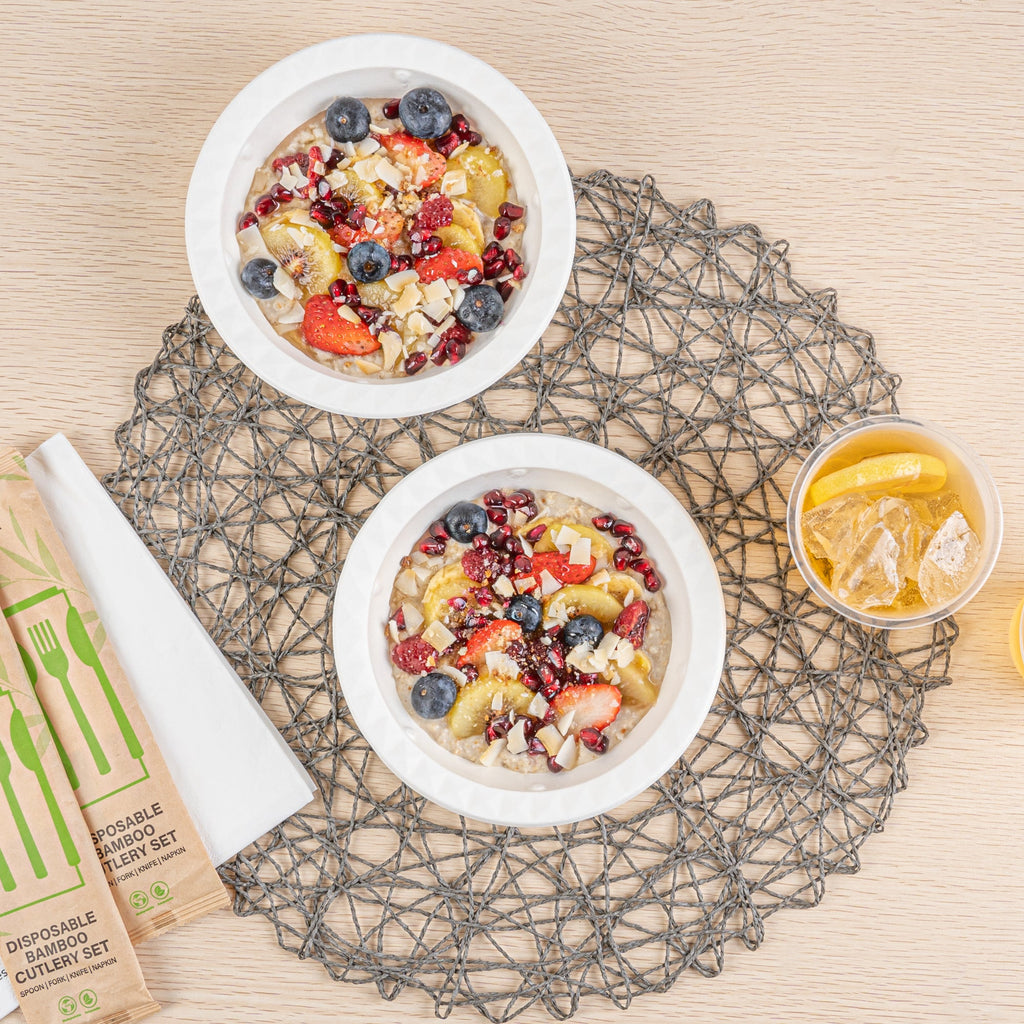 Pulp Safe No PFAS Added 16 oz White Sugarcane / Bagasse Bowl - Home Compostable, with Diamond Rim - 6 3/4" x 6 3/4" x 2" - 25 count box