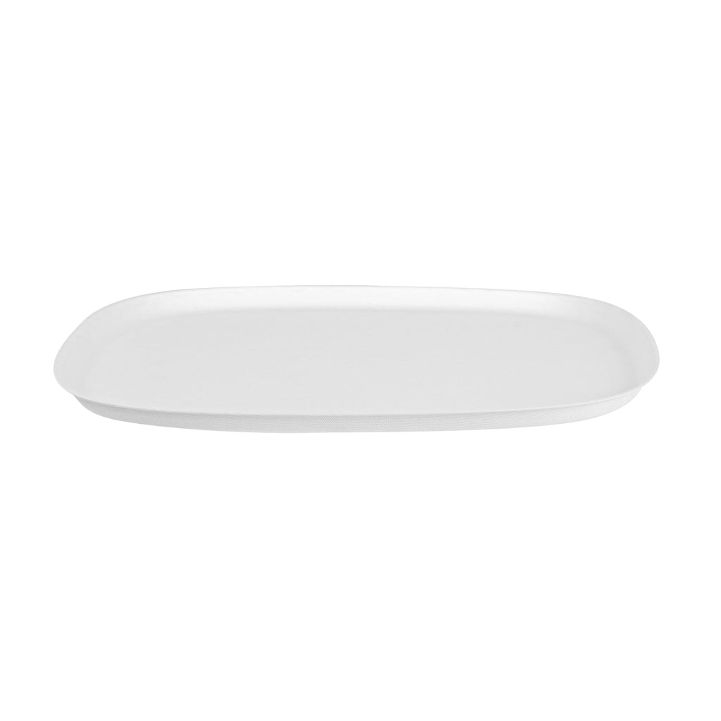 Pulp Safe Modular No PFAS Added White Sugarcane / Bagasse Plate - Home Compostable - 11 3/4" x 11 3/4" x 1/2" - 25 count box