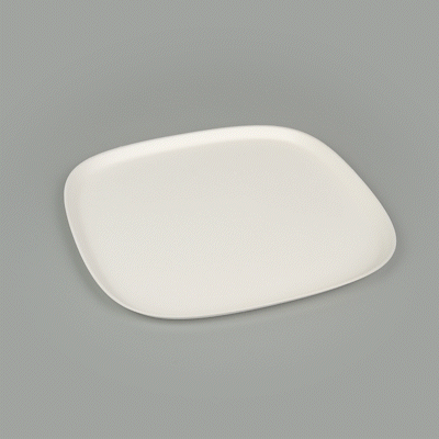 Pulp Safe Modular No PFAS Added White Sugarcane / Bagasse Plate - Home Compostable - 11 3/4" x 11 3/4" x 1/2" - 100 count box