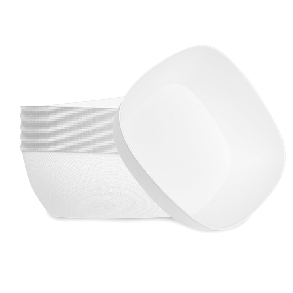 Pulp Safe Modular No PFAS Added 190 oz White Sugarcane / Bagasse Bowl - Home Compostable - 11 3/4" x 11 3/4" x 4" - 25 count box