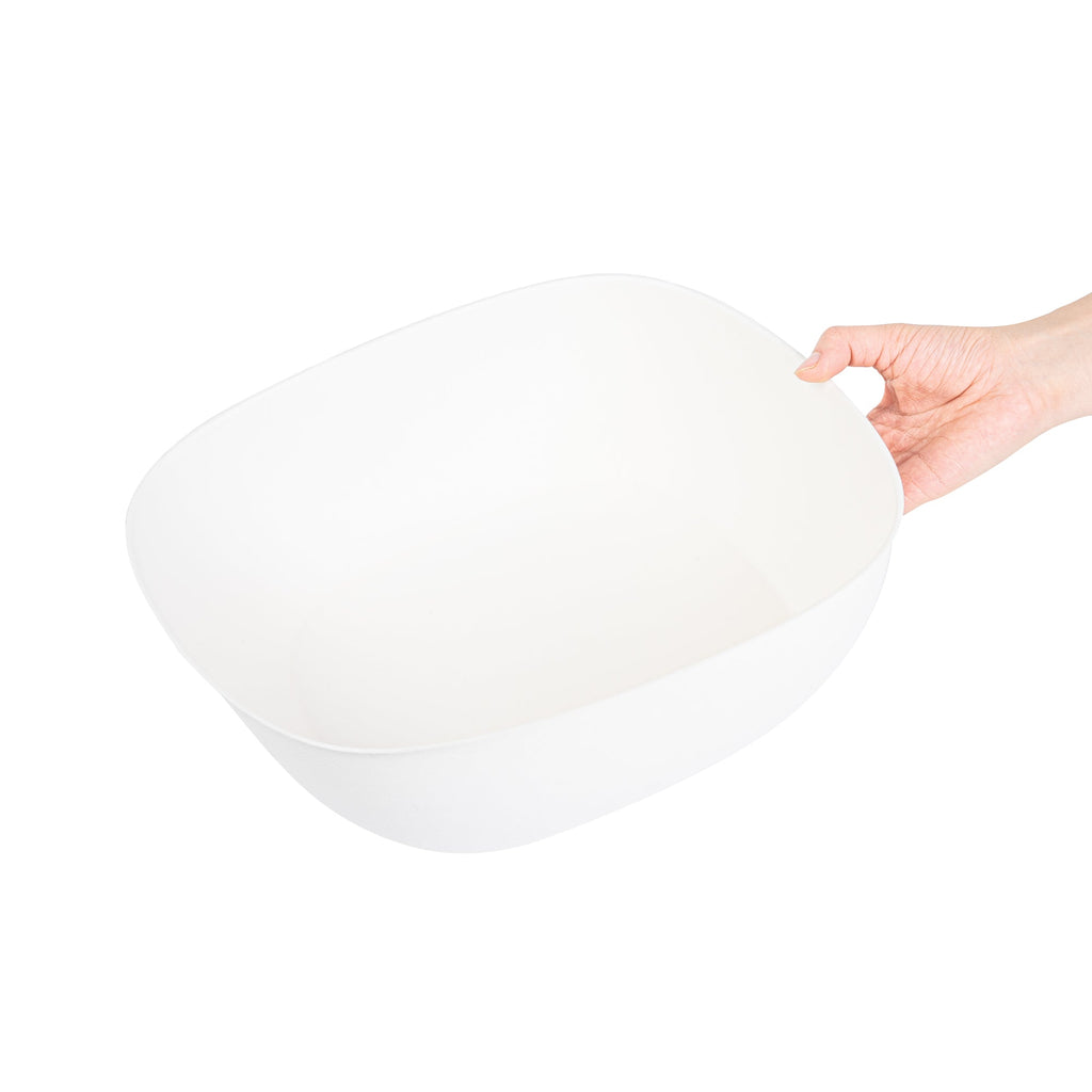 Pulp Safe Modular No PFAS Added 190 oz White Sugarcane / Bagasse Bowl - Home Compostable - 11 3/4" x 11 3/4" x 4" - 100 count box