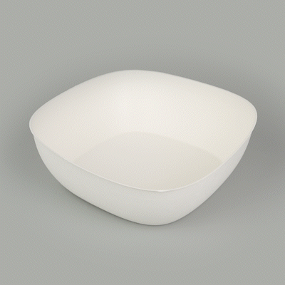 Pulp Safe Modular No PFAS Added 190 oz White Sugarcane / Bagasse Bowl - Home Compostable - 11 3/4" x 11 3/4" x 4" - 100 count box